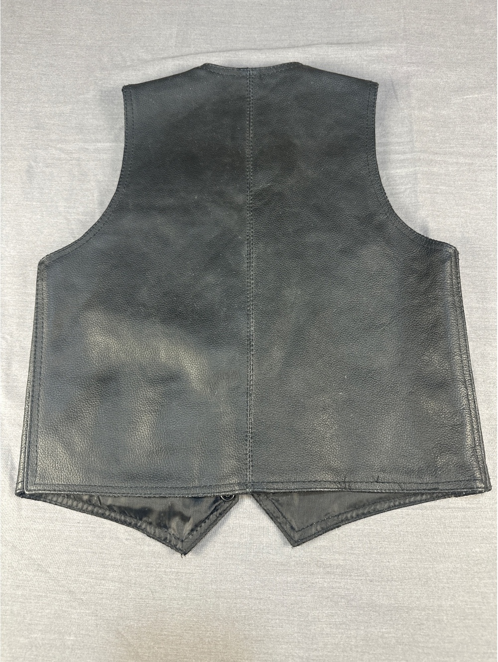 Dream Apparel Kids XL Black Genuine Leather Vest Snap Front Biker - Picture 6 of 8